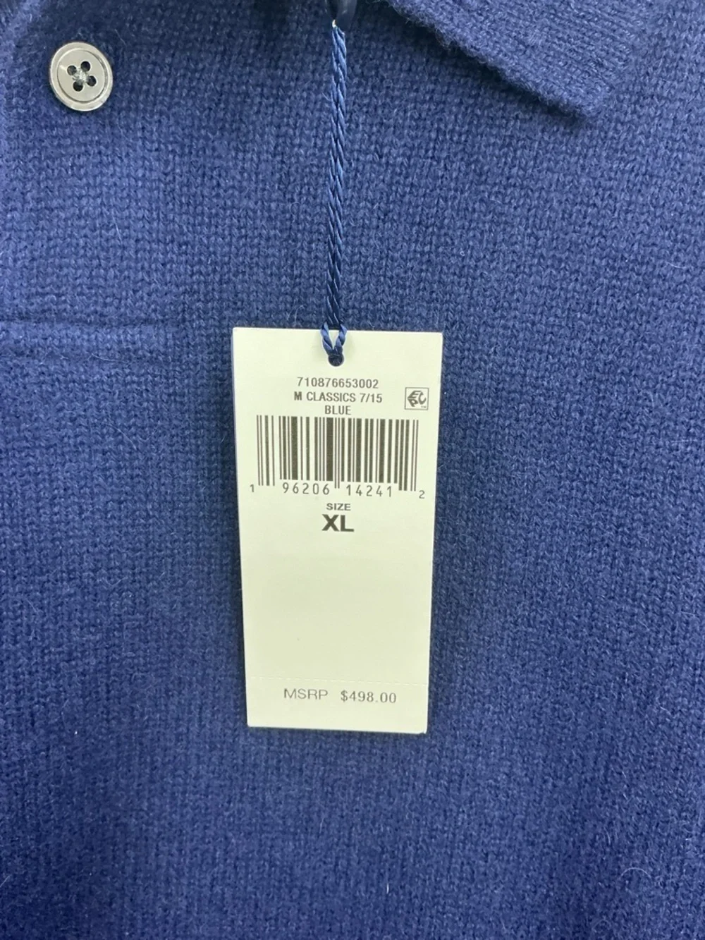 NWT 100% cashmere Polo Ralph Lauren Men's Long-Sleeve Polo in Navy 839